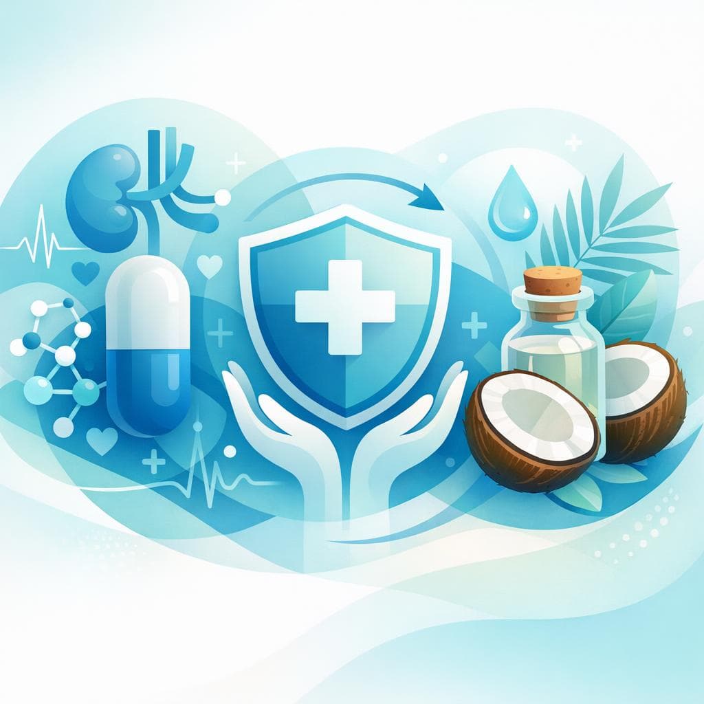 Medical illustration for Based on NIH | Is it safe to consume coconut oil while taking losartan, or are there any known interactions or effects on blood pressure or potassium levels? - Persly Health Information
