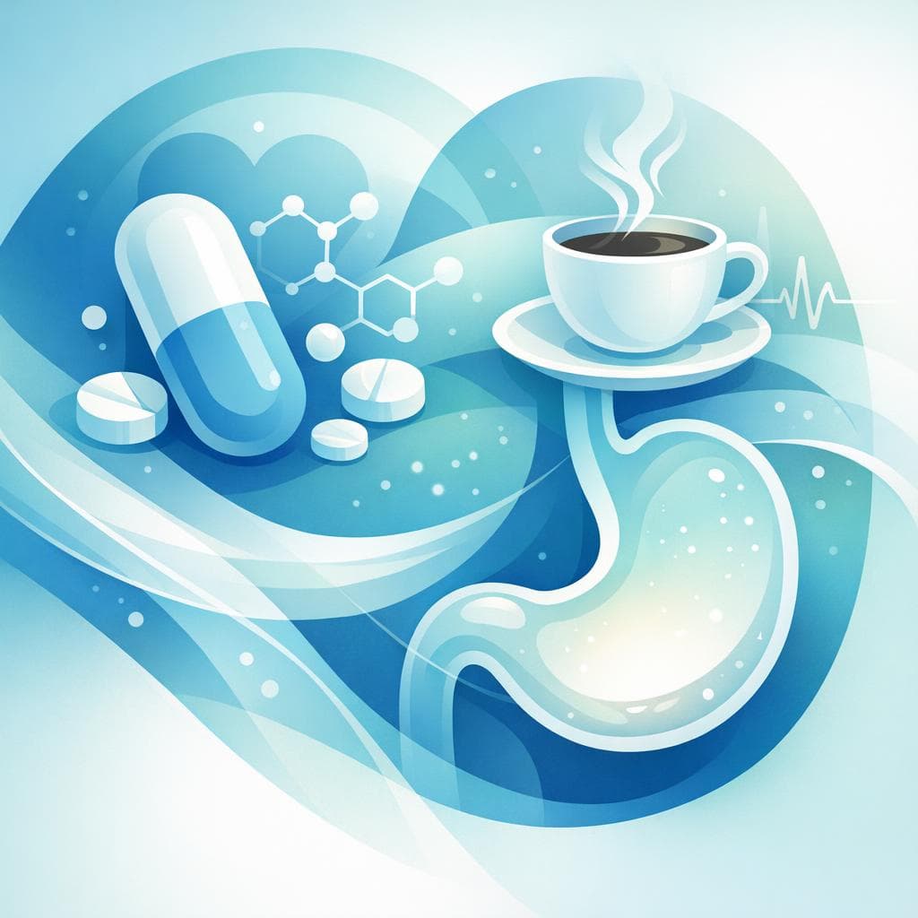 Medical illustration for Based on PubMed | Is it safe to take losartan on an empty stomach and drink coffee right afterward, or does coffee affect its absorption or blood pressure control? - Persly Health Information