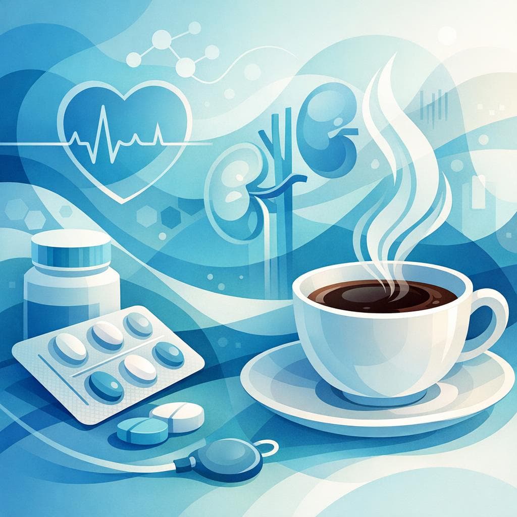 Medical illustration for 미국 NIH 자료 기반 | 로사르탄을 아침에 복용할 때 커피를 함께 마셔도 되나요? - Persly Health Information