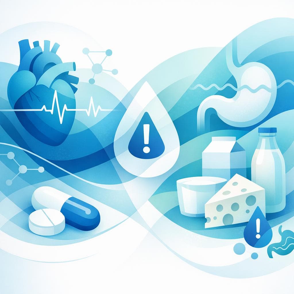 Medical illustration for Based on NIH | Is it true that eating dairy products while taking losartan increases the risk of side effects? - Persly Health Information