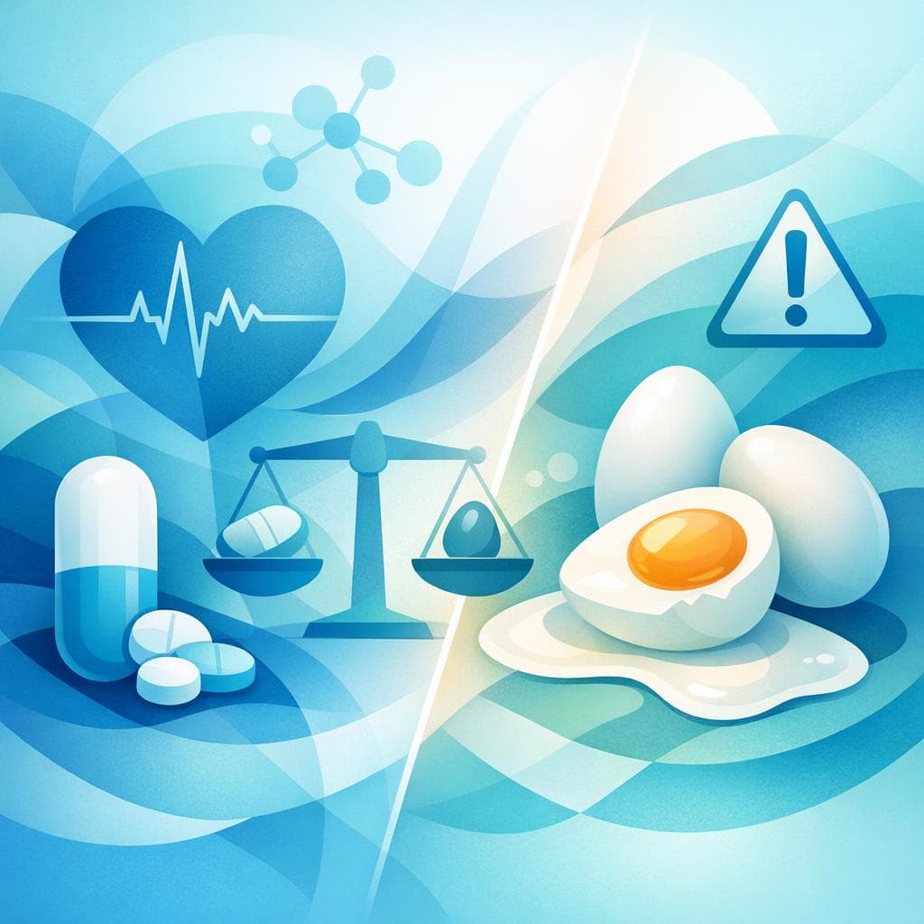 Medical illustration for Based on NIH | Do eggs interact with Losartan, and should I be cautious about my dosage? - Persly Health Information