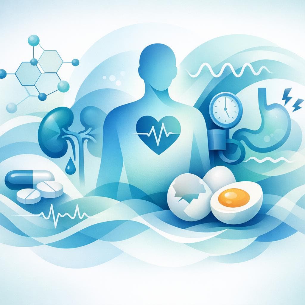Medical illustration for Based on NIH | Is it true that eating eggs while taking losartan increases the risk of side effects? - Persly Health Information