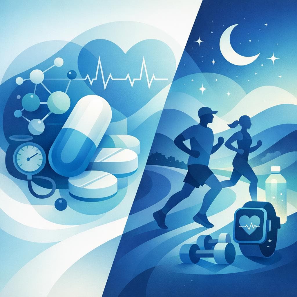 Medical illustration for Basado en NIH de EE.UU. | ¿Es seguro hacer ejercicio por la noche si tomo losartán, o aumenta el riesgo de hipotensión o mareos? - Persly Health Information