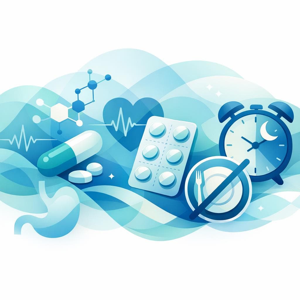 Medical illustration for Based on NIH | Is it safe to take Losartan while fasting, and should I adjust the dose or timing to prevent low blood pressure or other risks? - Persly Health Information