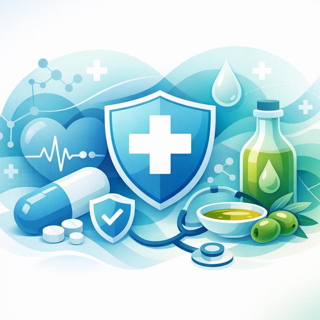 Medical illustration for PubMed 자료 기반 | 로사르탄을 복용 중인데 매일 올리브유를 섭취해도 약물 상호작용이나 혈압에 영향 없이 안전한가요? - Persly Health Information