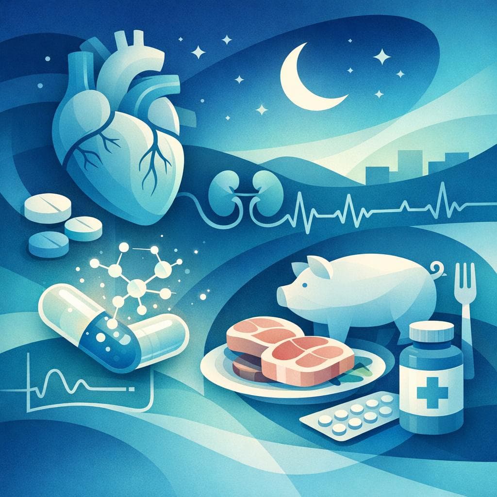 Medical illustration for Based on NIH | Is it true that people taking losartan should avoid eating pork at night? - Persly Health Information