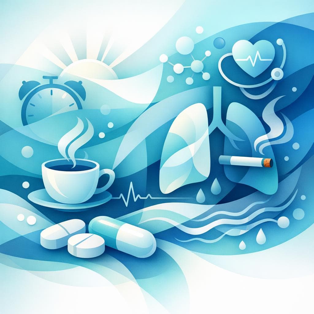 Medical illustration for PubMed 자료 기반 | 로사르탄을 아침에 복용한 후 바로 담배를 피우면 약효나 부작용에 영향을 줄 수 있나요? - Persly Health Information