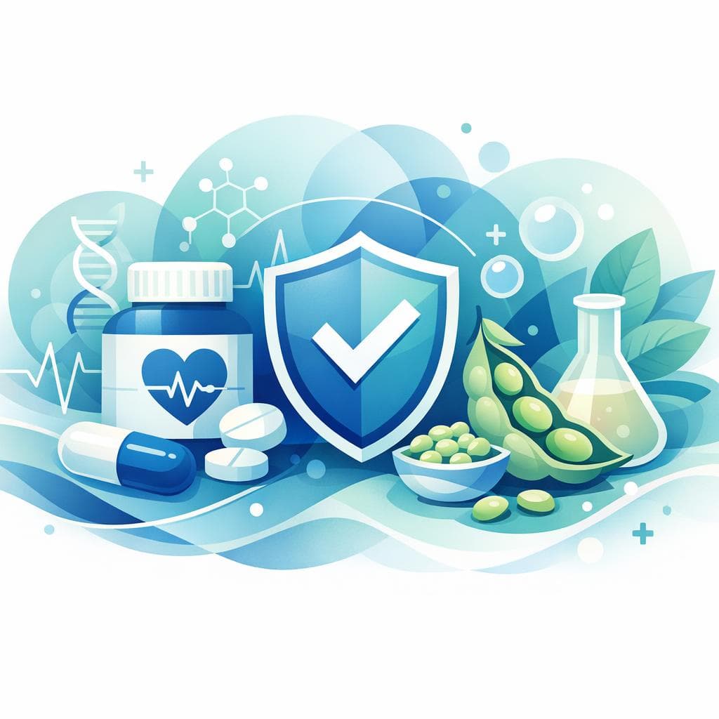 Medical illustration for Based on NIH | Is it safe to eat soy foods or take soy supplements while taking losartan, or do soy isoflavones interact with this medication? - Persly Health Information