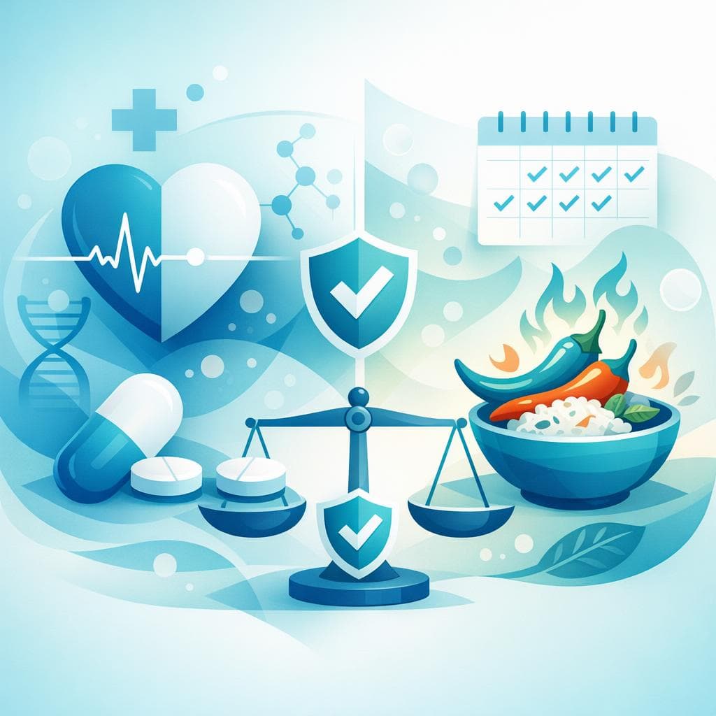 Medical illustration for 미국 NIH 자료 기반 | 로사르탄을 복용하는데 매운 음식을 매일 먹어도 약효나 부작용 측면에서 안전한가요? - Persly Health Information