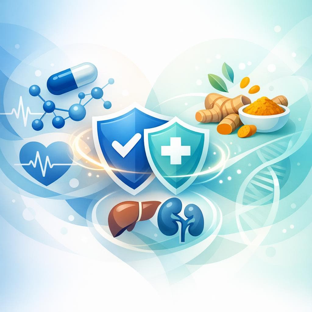 Medical illustration for Based on NIH | Is it safe to take turmeric or curcumin supplements while on losartan, or could there be harmful interactions? - Persly Health Information