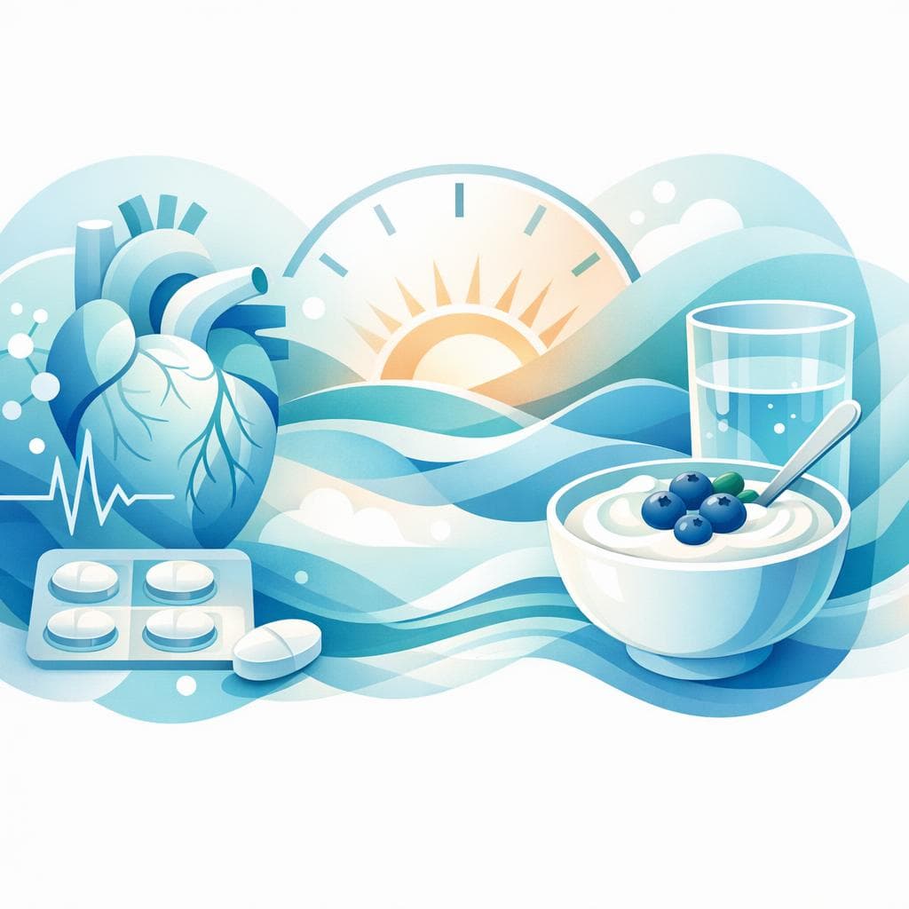 Medical illustration for 미국 NIH 자료 기반 | 로사르탄을 아침에 요거트와 함께 복용해도 되나요? - Persly Health Information