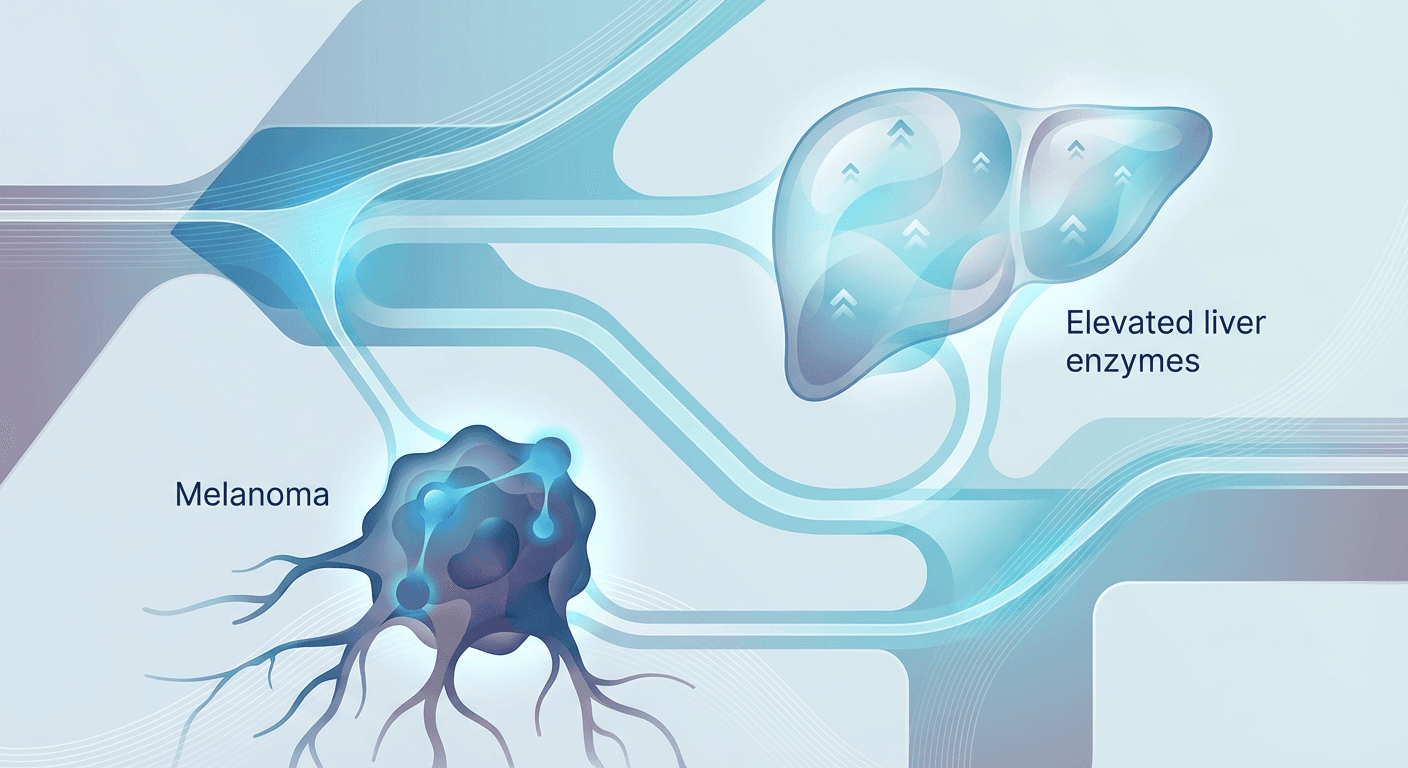 Medical illustration for Enzimas hepáticas elevadas en melanoma: qué significa - Persly Health Information