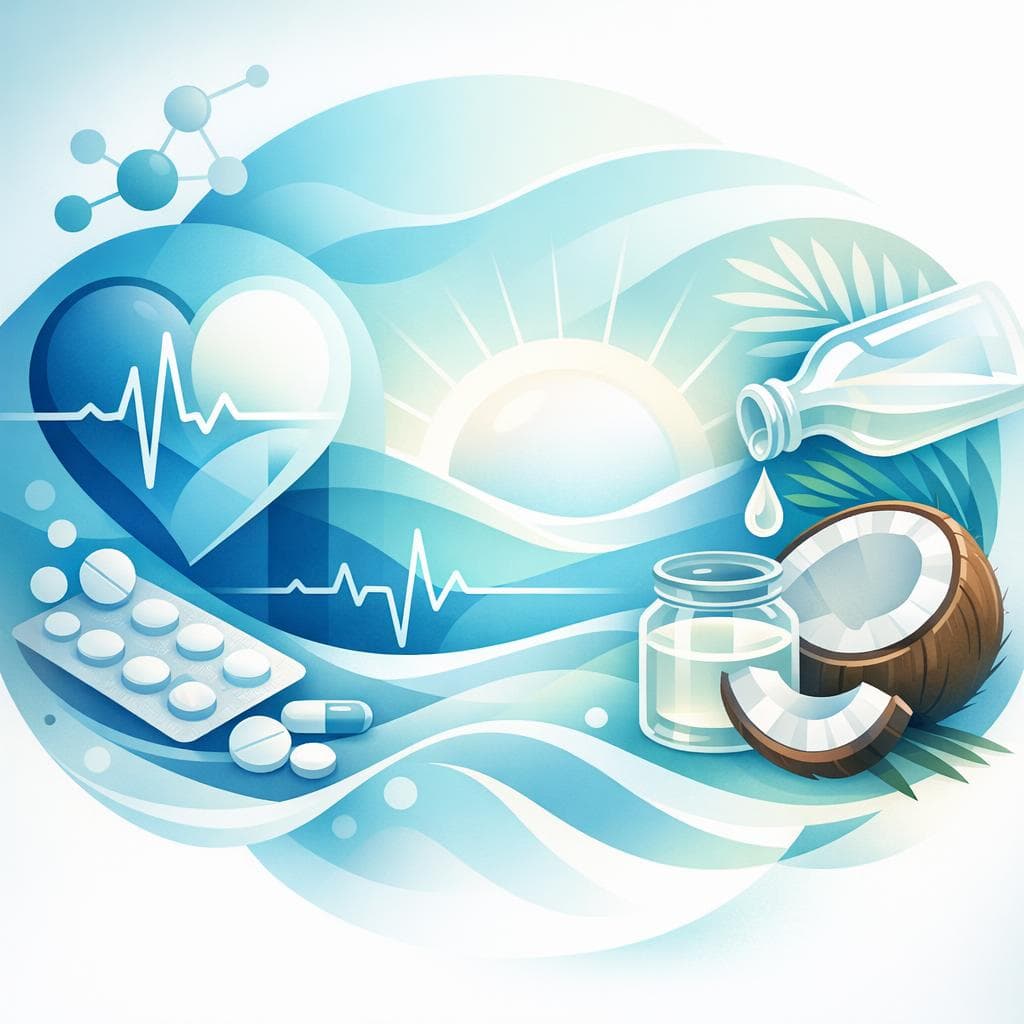 Medical illustration for PubMed 자료 기반 | 메토프로롤(Metoprolol)을 아침에 복용할 때 코코넛 오일을 함께 섭취하면 약물의 흡수나 효과, 부작용에 영향을 준다는 주장이 사실인가요? - Persly Health Information