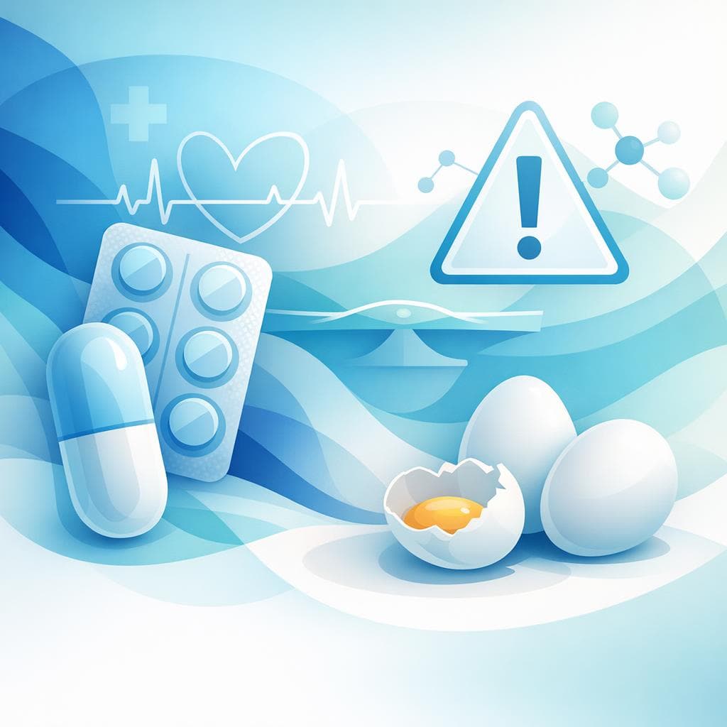 Medical illustration for Basado en NIH de EE.UU. | ¿El consumo de huevos requiere alguna precaución o ajuste de dosis al tomar metoprolol? - Persly Health Information