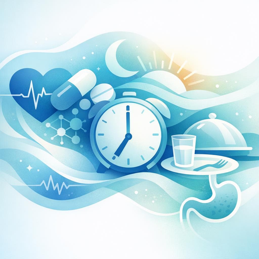 Medical illustration for 미국 NIH 자료 기반 | 아침에 금식 중일 때 메토프로롤을 복용해도 되나요, 아니면 식후 복용이 권장되나요? - Persly Health Information