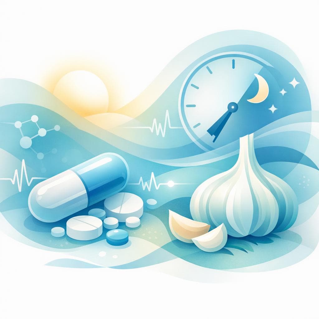 Medical illustration for 미국 NIH 자료 기반 | 메토프롤롤을 복용 중인데 아침에 마늘을 먹으면 상호작용이나 약효 변화가 있나요? - Persly Health Information