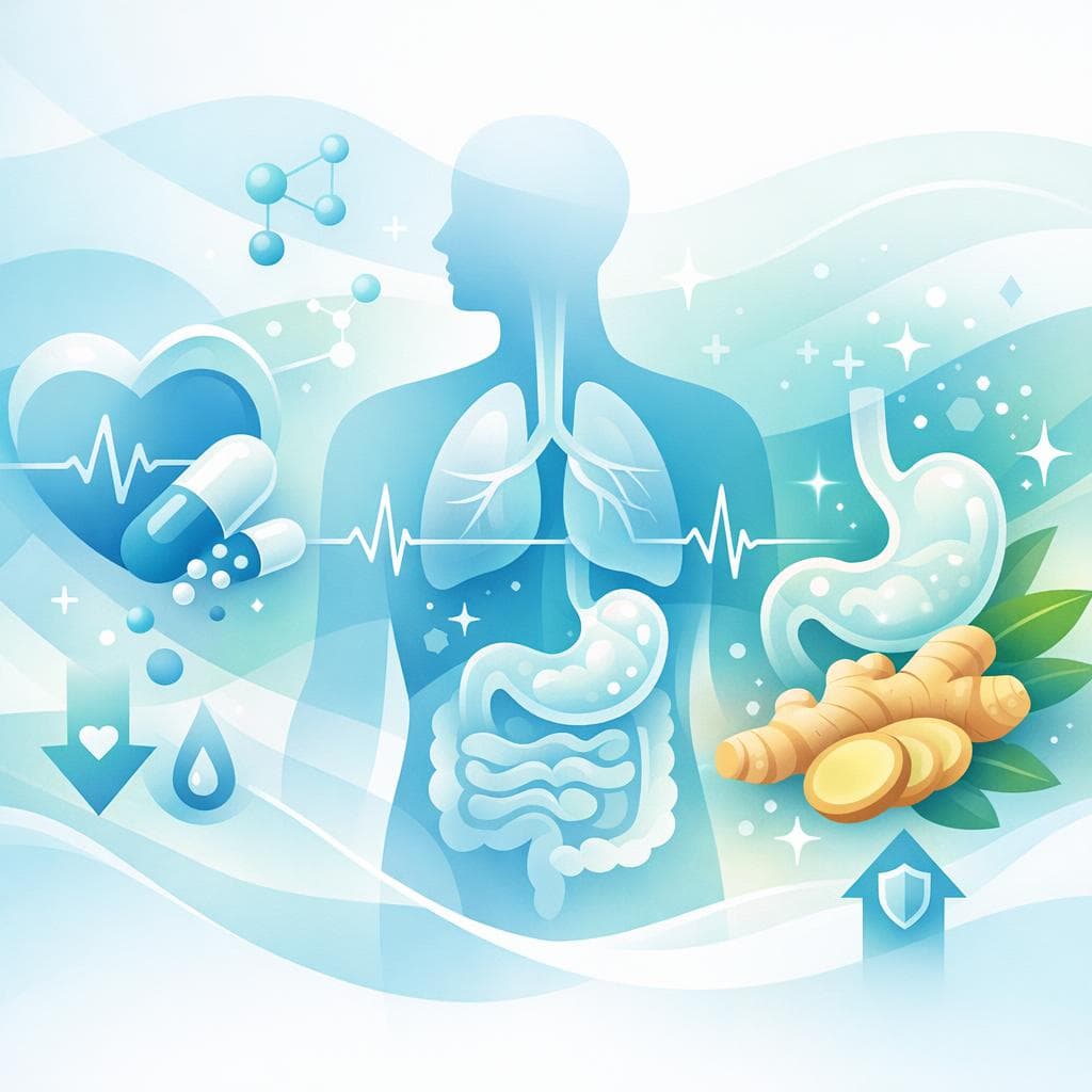 Medical illustration for Based on PubMed | Is it safe to drink ginger tea after taking metoprolol, or could ginger interact with the medication and lower blood pressure or heart rate too much? - Persly Health Information