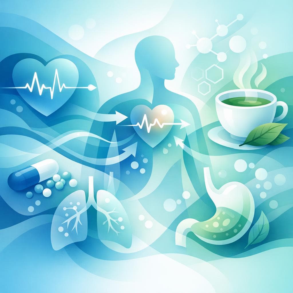 Medical illustration for Based on PubMed | Is it safe to drink green tea after taking metoprolol, or can it interfere with its absorption or effects? - Persly Health Information