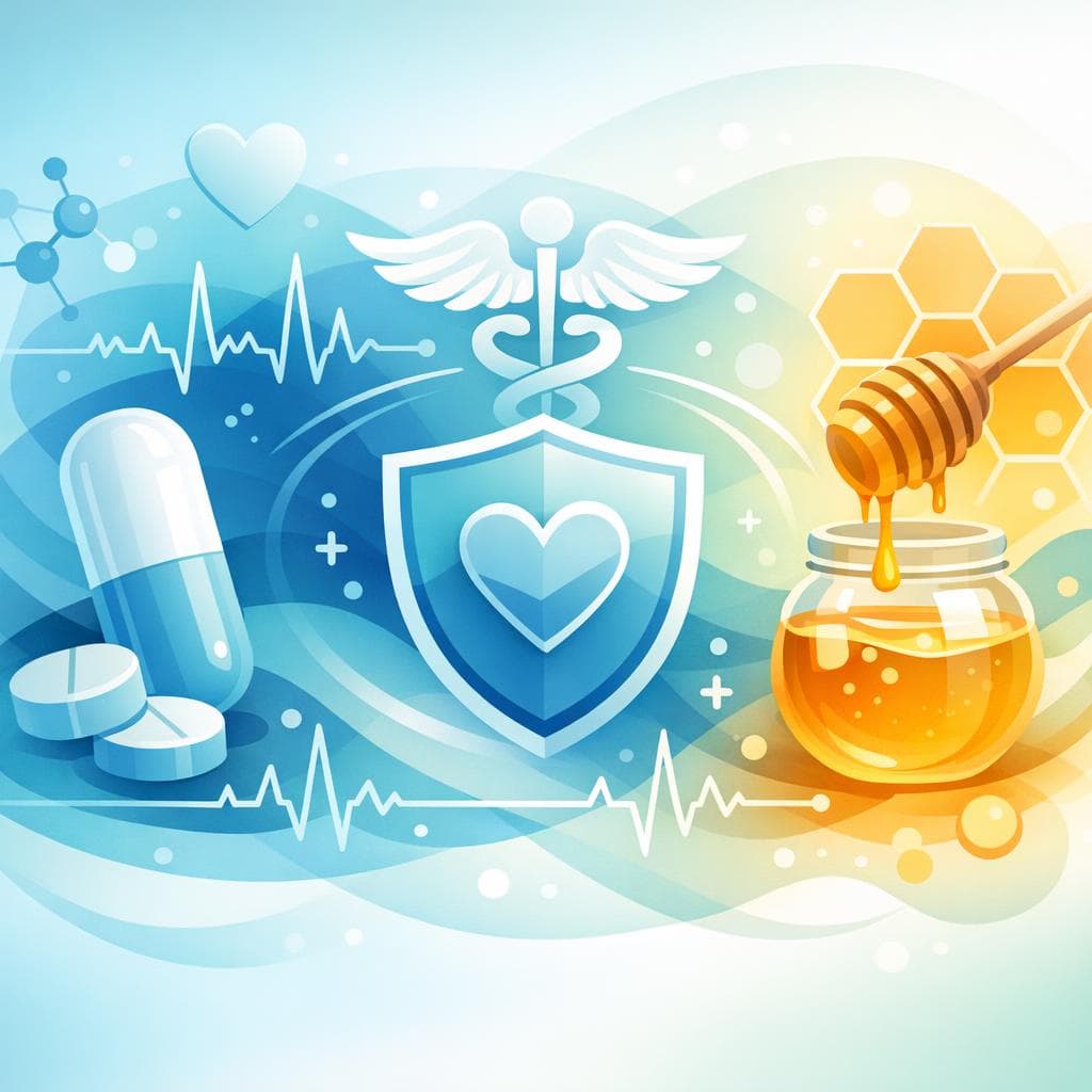 Medical illustration for Based on NIH | Can I eat honey while taking metoprolol, or are there any interactions that could affect my blood pressure, heart rate, or blood sugar? - Persly Health Information