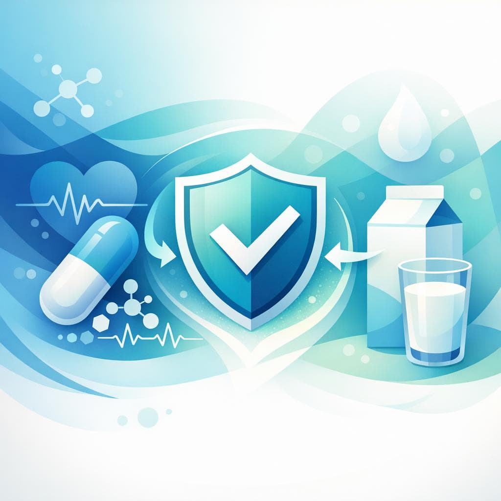 Medical illustration for 미국 NIH 자료 기반 | 메토프롤롤을 우유와 함께 복용해도 안전한가요? - Persly Health Information