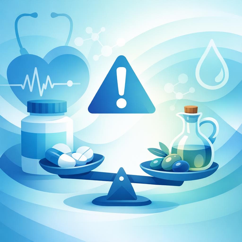 Medical illustration for Based on NIH | Do I need to adjust my Metoprolol dose or take any precautions if I regularly consume olive oil or high-dose olive oil supplements? - Persly Health Information