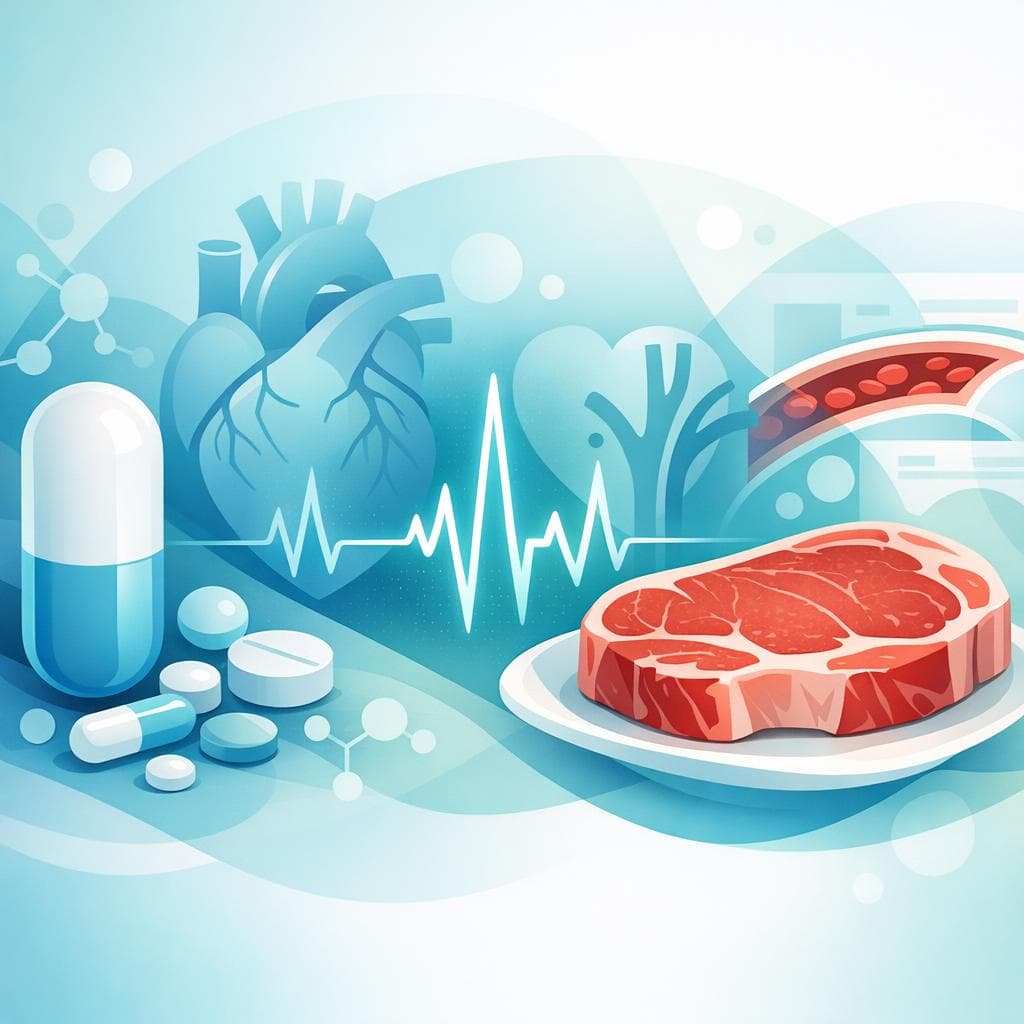 Medical illustration for Based on NIH | Is it true that eating red meat shortly before taking metoprolol can interfere with its absorption or effectiveness? - Persly Health Information