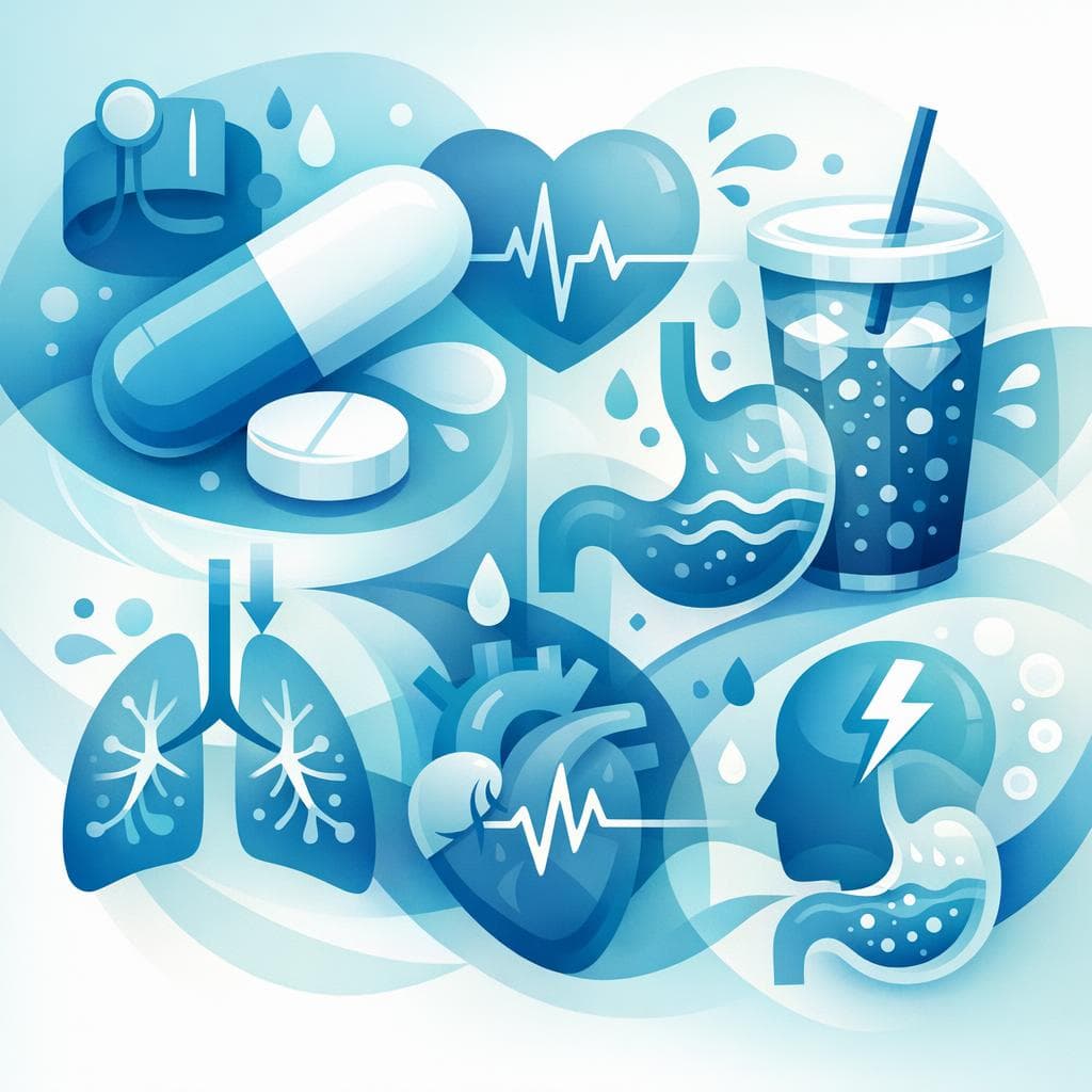 Medical illustration for Basado en NIH de EE.UU. | ¿Beber soda o refrescos mientras tomo metoprolol aumenta el riesgo de efectos secundarios, como mareos, hipotensión o fatiga? - Persly Health Information