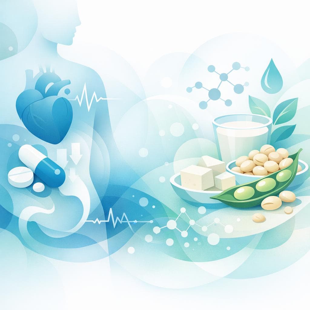 Medical illustration for Based on PubMed | Is it safe to drink soy milk immediately after taking metoprolol, or does soy interfere with its absorption or effectiveness? - Persly Health Information