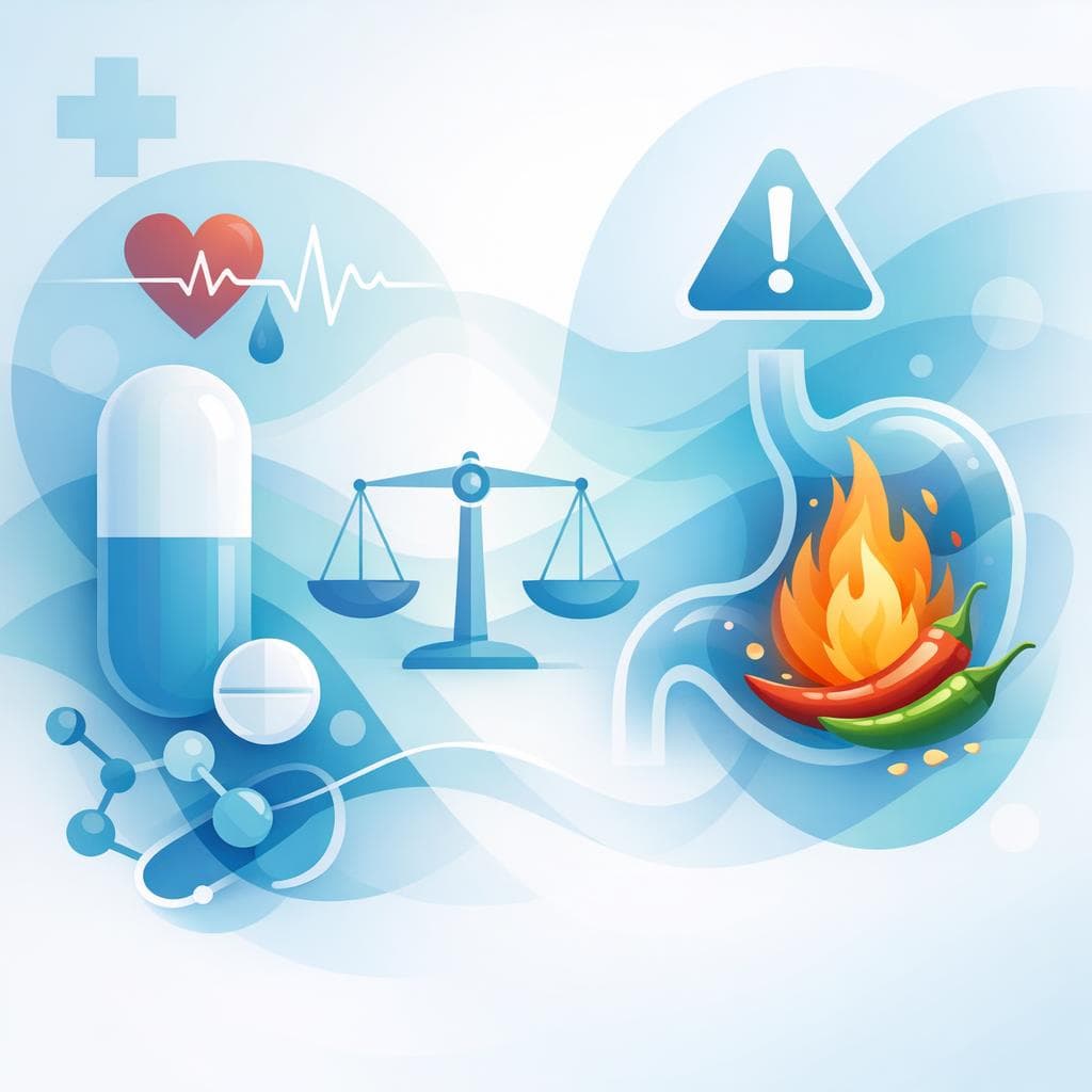 Medical illustration for Based on NIH | Do spicy foods interact with metoprolol in a way that I should be cautious about, including possible dose adjustments? - Persly Health Information