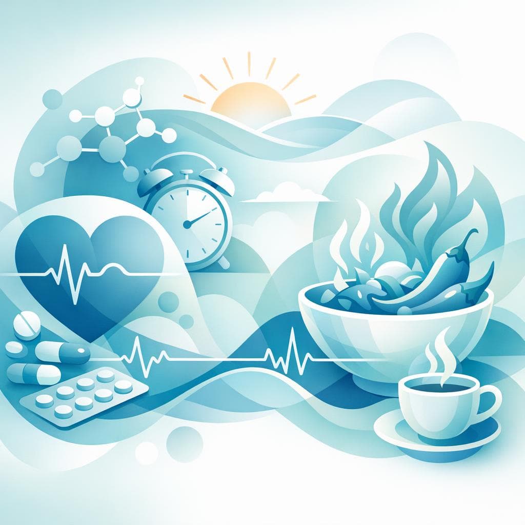 Medical illustration for PubMed 자료 기반 | 메토프로롤을 아침에 복용할 때 매운 음식을 같이 먹어도 약효나 부작용에 영향이 없나요? - Persly Health Information