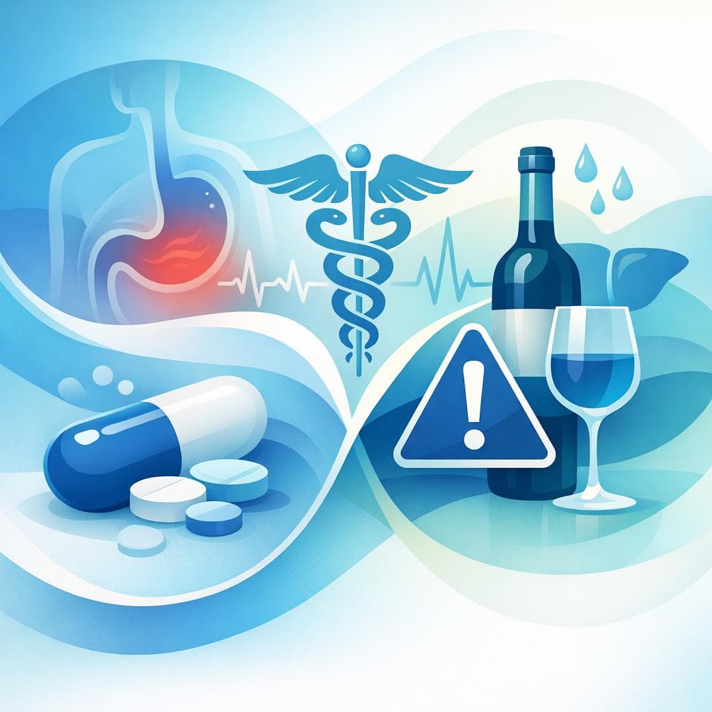 Medical illustration for 미국 NIH 자료 기반 | 나프록센 복용 중 안전한 알코올 섭취량은 어느 정도인가요? - Persly Health Information