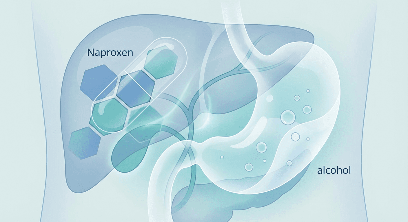 Medical illustration for 나프록센을 복용 중에 술을 마셔도 되나요? - Persly Health Information
