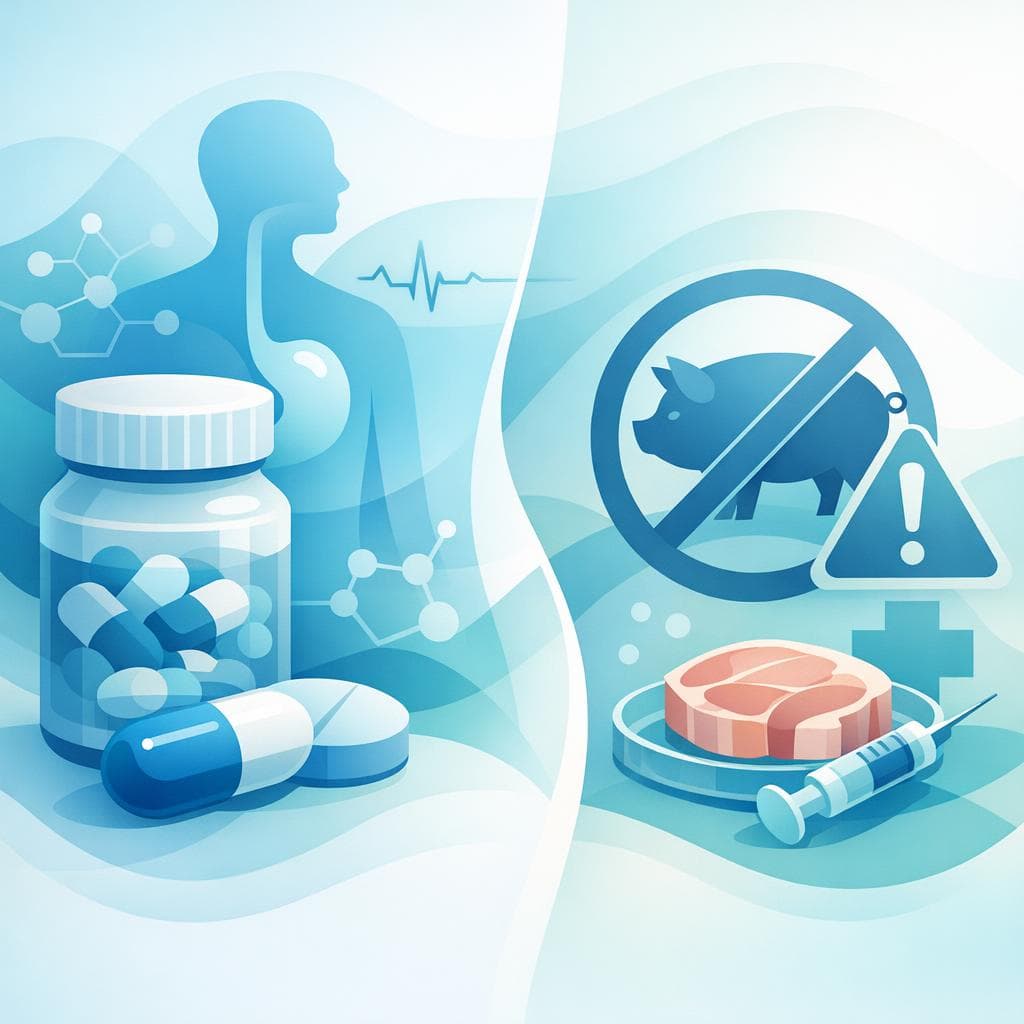 Medical illustration for 미국 NIH 자료 기반 | 나프록센 복용 중 돼지고기 섭취 시 용량을 줄이거나 조절해야 한다는 주장이 사실인가요? - Persly Health Information