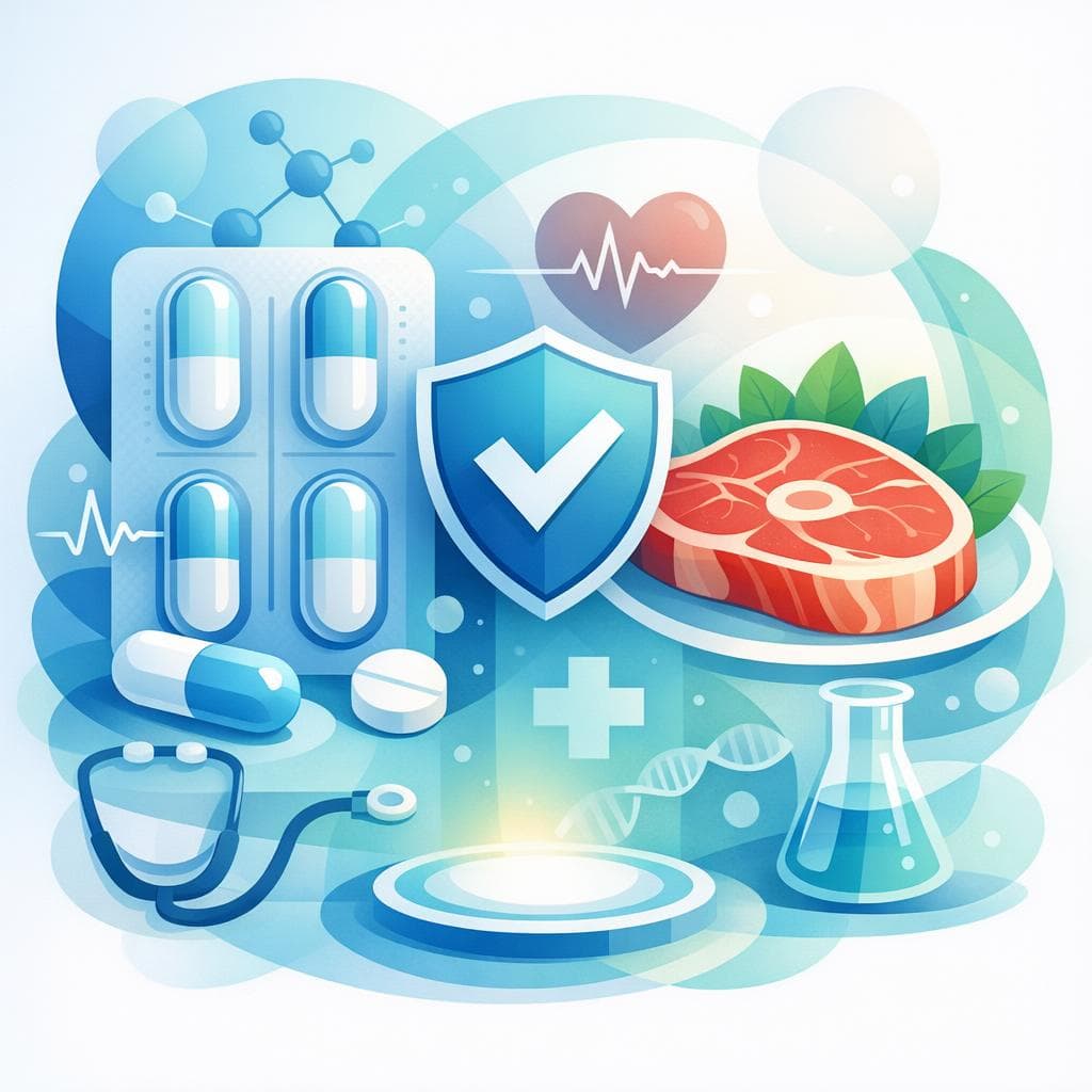 Medical illustration for 미국 NIH 자료 기반 | 붉은 고기를 매일 섭취하는 경우 나프록센을 매일 복용해도 안전한가요? - Persly Health Information