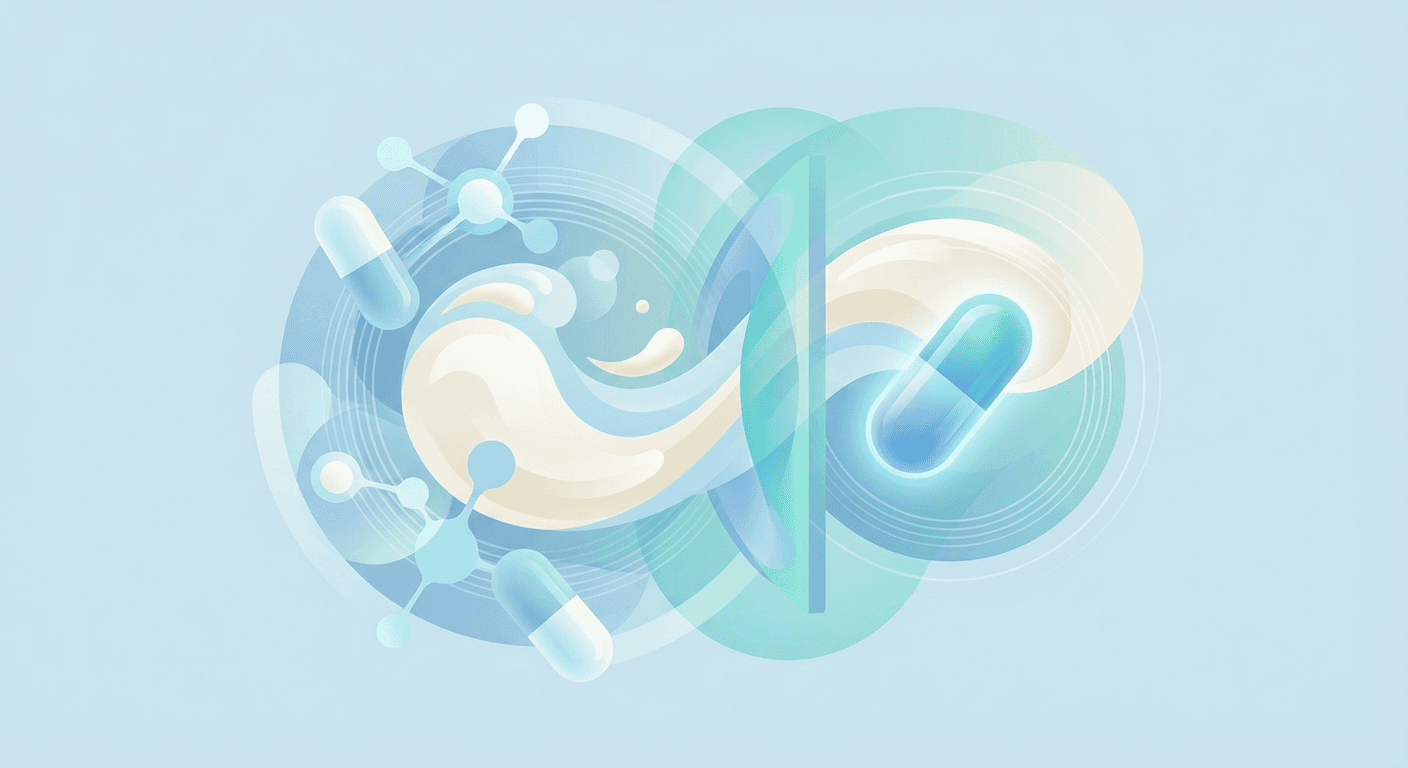 Medical illustration for ¿Puedo tomar omeprazol con leche o productos lácteos, o afectan su absorción y eficacia? - Persly Health Information