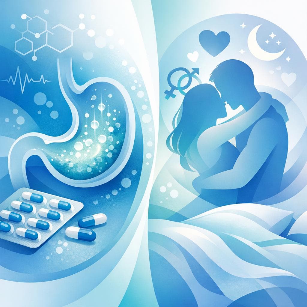 Medical illustration for Based on NIH | Does having sex shortly before taking Omeprazole affect its absorption or effectiveness? - Persly Health Information