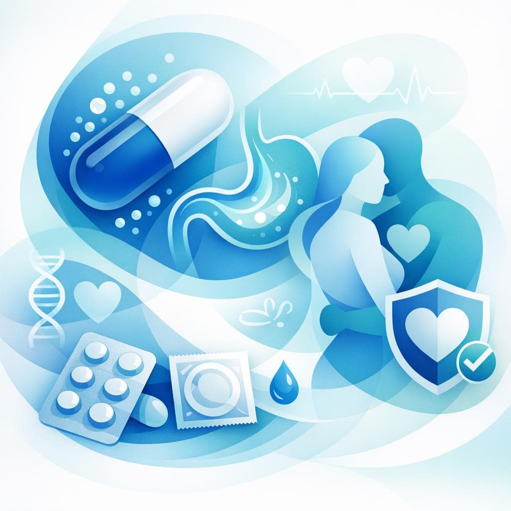 Medical illustration for Based on NIH | Is it safe to have sex while taking omeprazole, and does it reduce the effectiveness of hormonal birth control or cause sexual side effects? - Persly Health Information