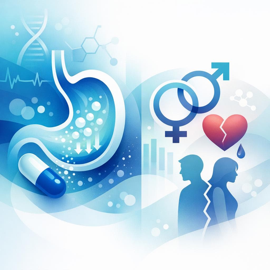 Medical illustration for Based on NIH | Does taking omeprazole increase the risk of sexual side effects such as decreased libido, erectile dysfunction, or fertility problems? - Persly Health Information