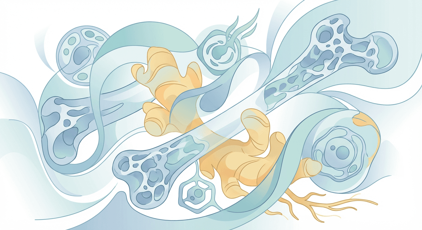 Medical illustration for Based on NIH | Does ginger supplementation help improve bone mineral density in people with osteoporosis? - Persly Health Information