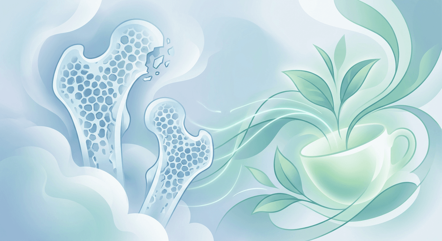 Medical illustration for PubMed 자료 기반 | 녹차를 꾸준히 마시면 골다공증 예방에 효과가 있다는 주장은 사실인가요? - Persly Health Information