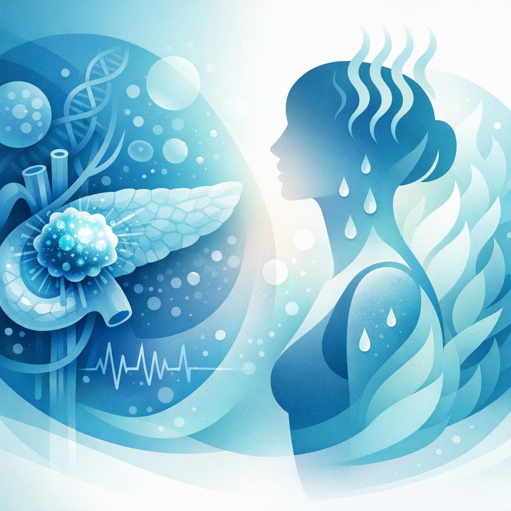 Medical illustration for 膵臓がんでホットフラッシュは一般的?原因と対処法 - Persly Health Information