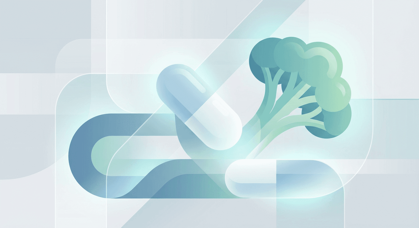 Medical illustration for 基于美国FDA资料 | 服用泮托拉唑期间食用西兰花是否会产生相互作用、影响药物吸收或疗效,需要错开时间吗? - Persly Health Information