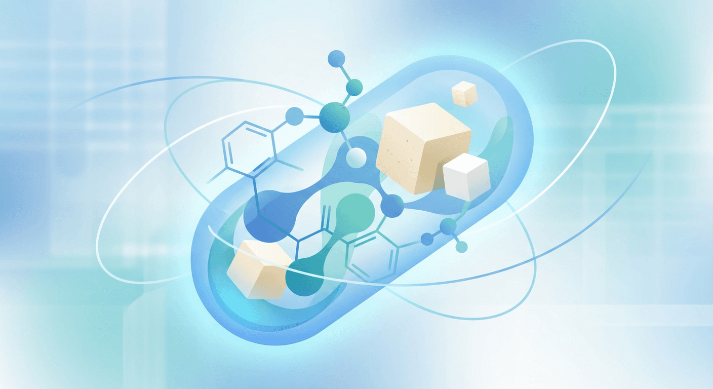 Medical illustration for 미국 FDA 자료 기반 | 판토프라졸 복용 중 두부(콩 제품) 섭취가 약물 흡수나 효과에 영향을 주는 상호작용이 있어 복용 간격을 두어야 하나요? - Persly Health Information