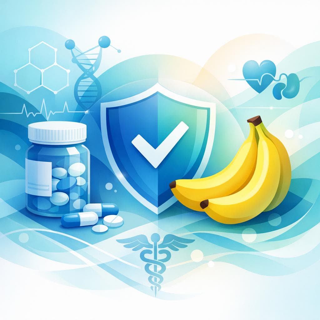 Medical illustration for Based on NIH | Is it safe to eat bananas while taking prednisone, or is there any interaction I should be aware of? - Persly Health Information