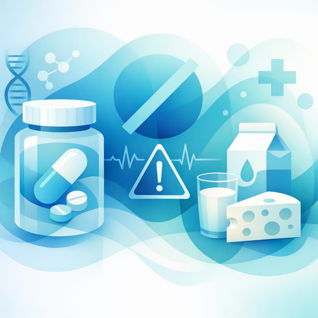 Medical illustration for Based on NIH | Can I take prednisone with milk or other dairy products, and are there any dosage or timing cautions I should follow to avoid interactions? - Persly Health Information