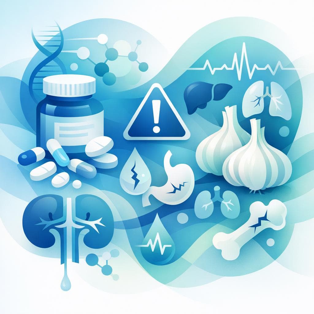 Medical illustration for Based on PubMed | Is it true that taking garlic supplements while on prednisone increases the risk of side effects or interactions? - Persly Health Information
