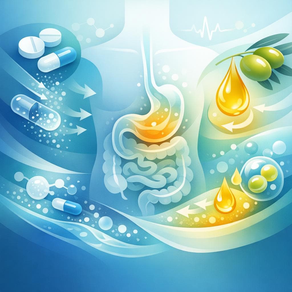 Medical illustration for Based on PubMed | Does consuming olive oil after taking prednisone interfere with the medication’s absorption or effectiveness? - Persly Health Information