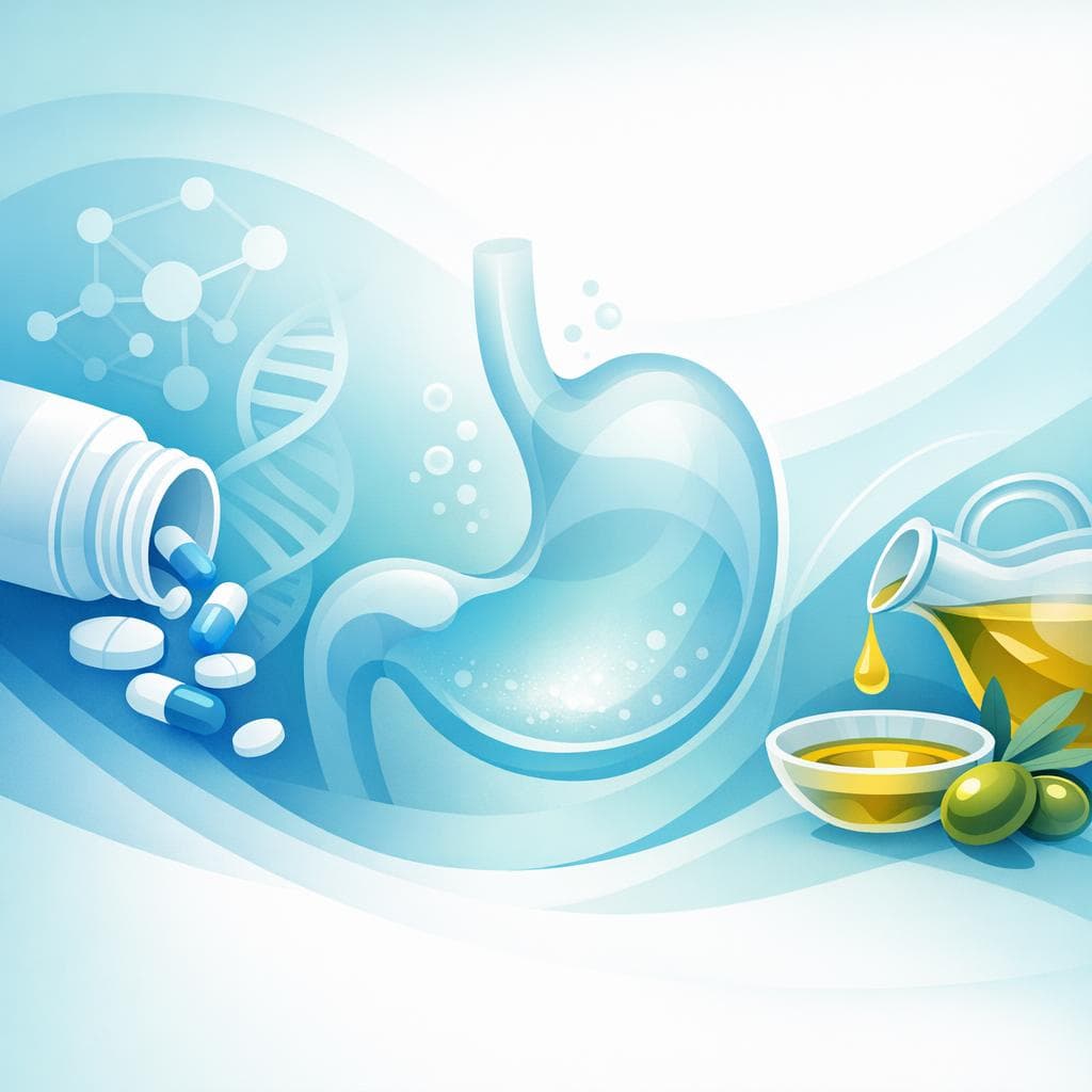 Medical illustration for Based on NIH | Is it true that taking prednisone with a spoonful of olive oil on an empty stomach prevents stomach upset, or should prednisone always be taken with food? - Persly Health Information
