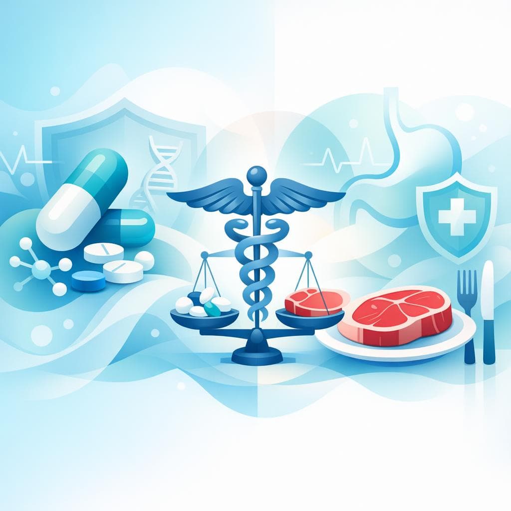 Medical illustration for Based on NIH | Is it safe to eat red meat while taking prednisone, or are there any interactions or risks I should be aware of? - Persly Health Information