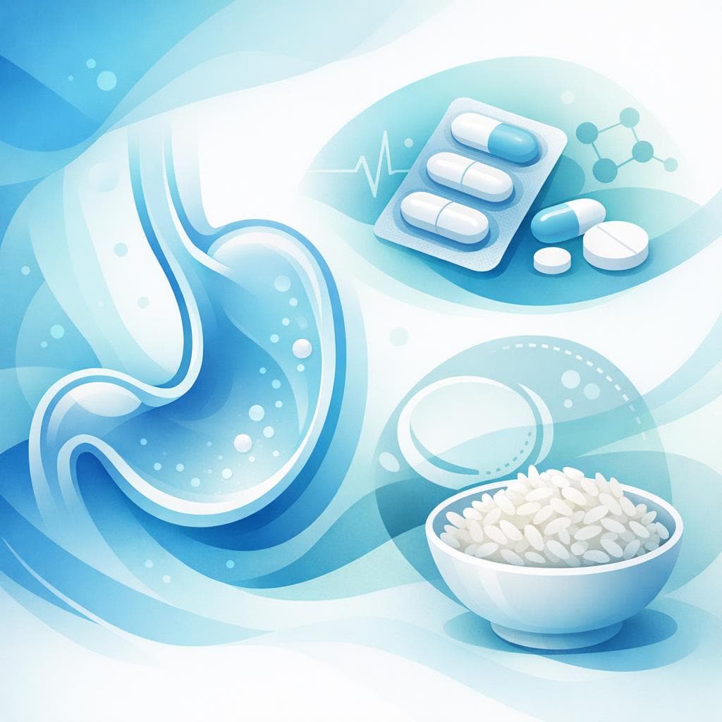 Medical illustration for Based on NIH | Is it safe to take prednisone on an empty stomach, or should I eat something like rice with it to prevent stomach irritation? - Persly Health Information